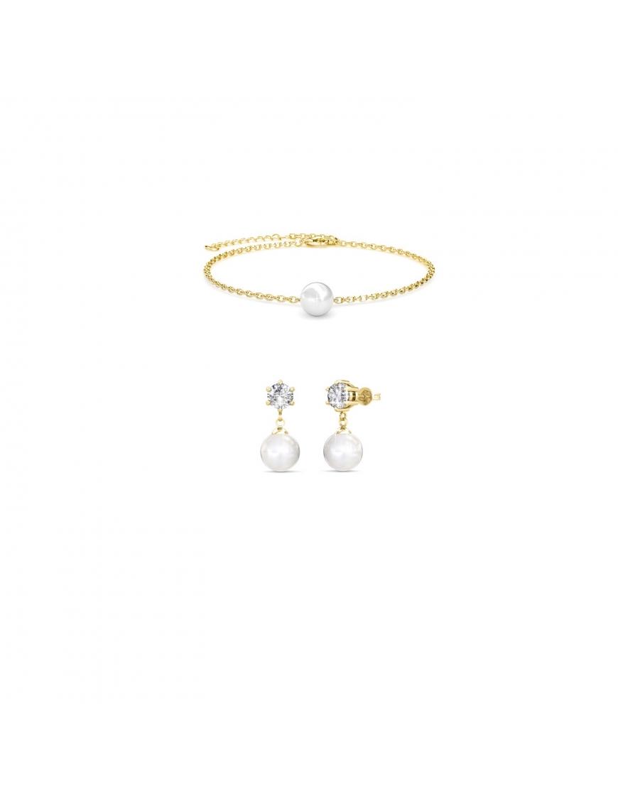 Pauline Kristall Perlen Set - Gold und Kristall