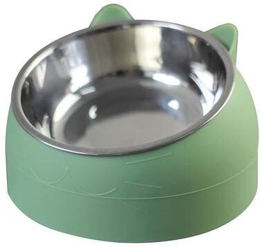 Inspired Living 15 Tilted Stainless Steel Cat Bowl With Non Slip Raised Base green 400ml