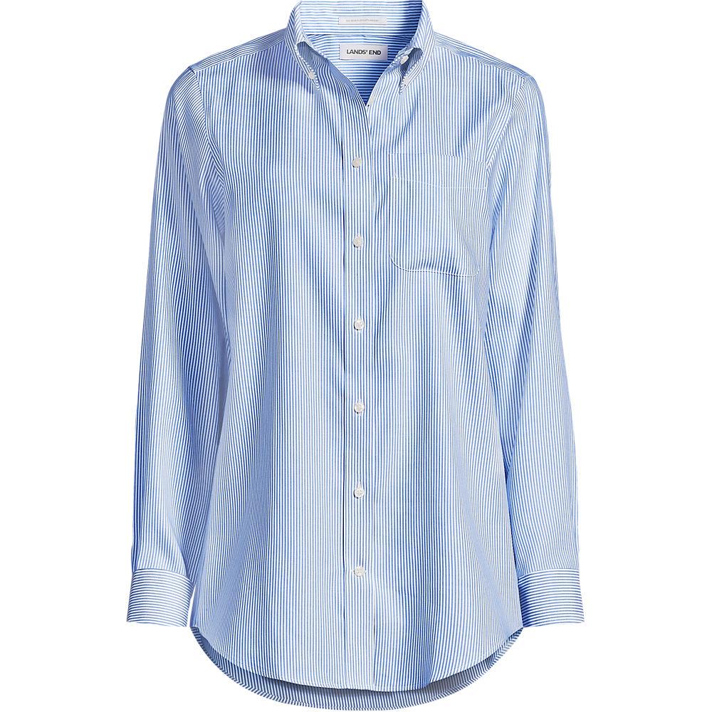 Bügelleichtes Langarmhemd im Boyfriend-Look für Damen, Damen, size: regular, Blau, Baumwolle, by Lands' End