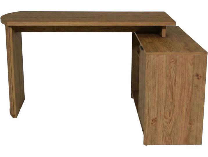 Eckschreibtisch JAHNKE MOON C 14 E , braun (montana eiche, montana eiche, montana eiche), B:140cm H:75,2cm T:100cm, Tische, Eckschreibtisch, Eckschreibtisch, wechselseitig montierbar, 2 Fächer, Breite:140 cm