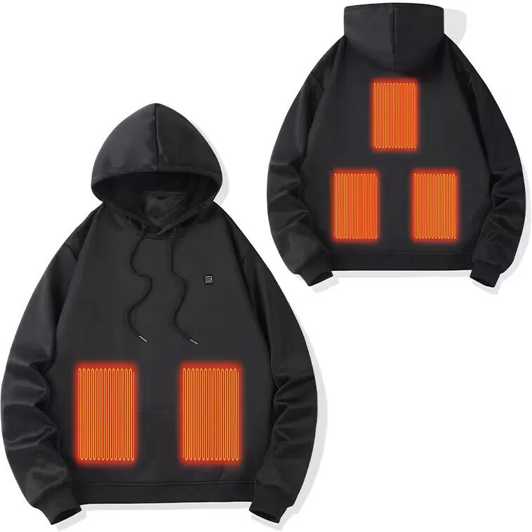INF Beheizter Hoodie mit fünf Heizzonen, drei Heizstufen und 5V-USB-Stromversorgung Schwarz 3XL
