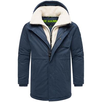 Kurzmantel STONE HARBOUR "Navroos XX", Herren, Gr. S (48), blau (navy), Obermaterial: 45% Polyester, 45% Baumwolle, 10% Nylon. Futter: 100% Polyester. Wattierung: 100% Polyester. Ärmelfutter: 100% Polyester, gerade Po-bedeckend, hoch geschlossener...
