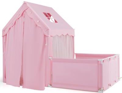Costway Kids Play Tent with Playpen 2-in-1 Toddler Playhouse with Yard-Pink