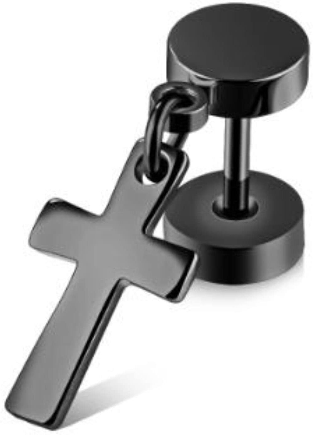 Single-Ohrstecker FIRETTI "Schmuck Geschenk Ohrschmuck einzeln Kreuz", schwarz, Ohrringe, Damen, 6mm, Edelstahl, Single-Ohrstecker