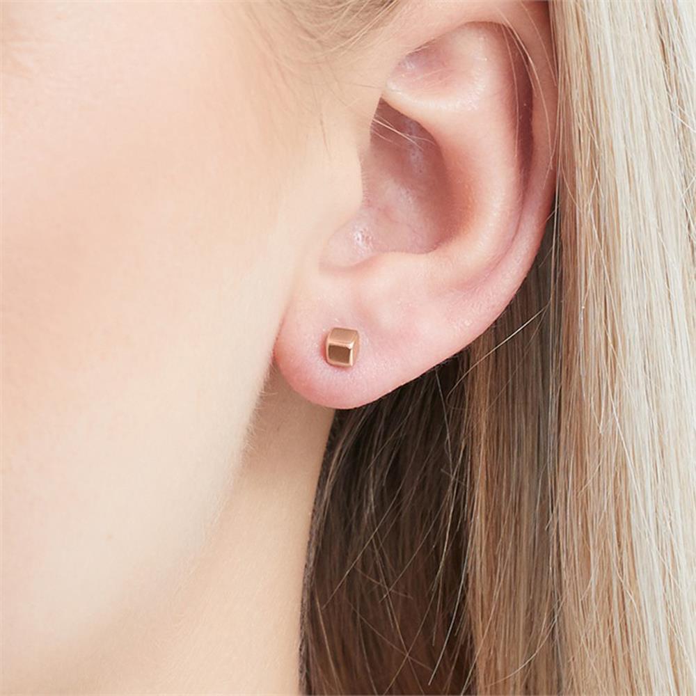 Unique Würfel Ohrstecker aus rosévergoldetem 925er Silber rosé