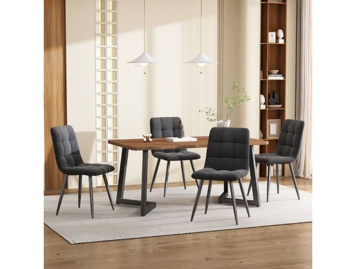 Groupe repas (5 tlg) Table à manger avec 4 chaises Set Table de cuisine moderne Set Table MDF en couleur noix Noyer En MDF
