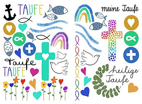 Transfermotive "Taufe", 2 Bogen