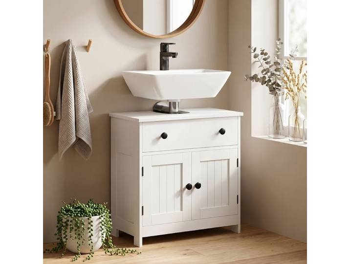 Norevia meuble sous lavabo blanc avec tiroir et deux portes 60 cm
