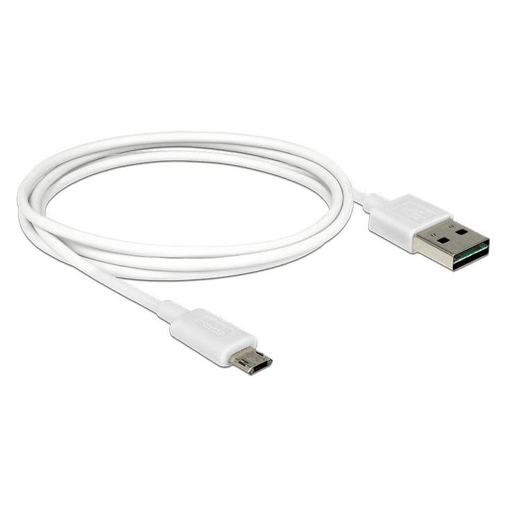 Delock USB2.0-Kabel Easy A-MicroB: 1m, weiss (1 m, USB 2.0) (84807)