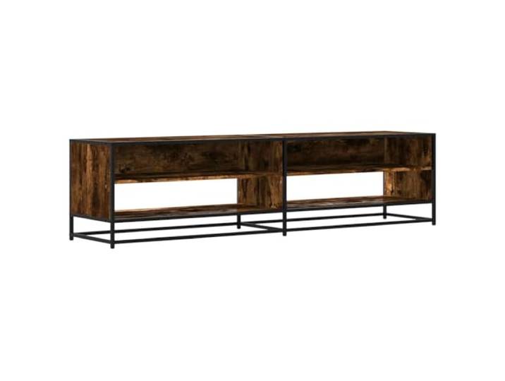 KGFHERENB TV-Schrank Räuchereiche 180,5x40x46 cm Holzwerkstoff Lowboard Vier Fächer bieten geordneten Stauraum für Ihr Schlafzimmer, getragen von einem stabilen Metallgestell.