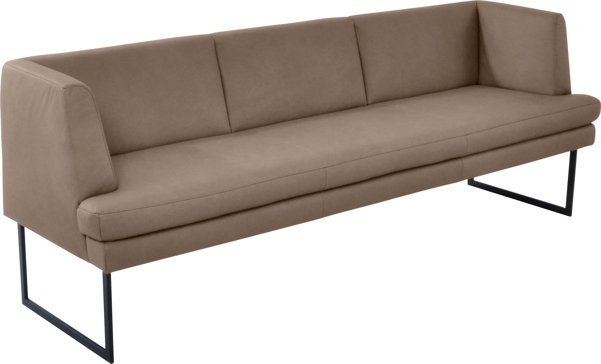 Polsterbank K+W KOMFORT & WOHNEN "Cube", braun (wüste 76), B:229cm H:82cm T:67cm, Sitzbänke, Polsterbank, Hammerkissenoptik, 2 Breiten, Metallkufe schwarz wüste 76 B/H/T: 229cm x 82cm x 67cm, Leder CLOUD