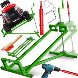 MASKO® XXL Rasentraktorheber 450 kg Hebevorrichtung Hebebühne Aufsitzmäher – Rasentraktor Heber, 45° verstellbar, universal Reinigungshilfe mit Zubehör & Adapter (je nach Wahl)
