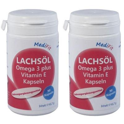 Lachsöl Omega-3 plus Vitamin E Kapseln MediFit 2x 2x90 St