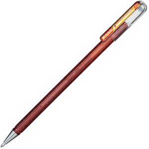 Pentel Gelschreiber Hybrid Dual Metallic Glitzer-Effekt-Gel, Strichbreite 0,5 mm, Schreibfarbe orange/gelb