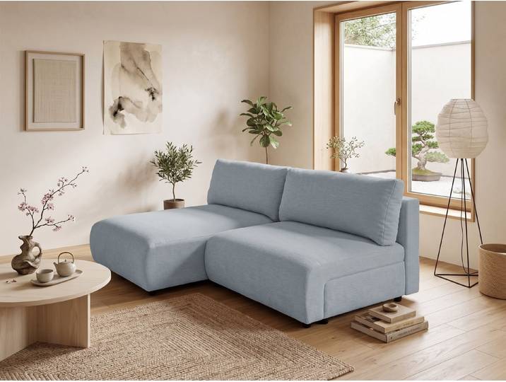 S-Style Möbel Ecksofa Sora mit Schlaffunktion, Bettkasten und extra tiefer Komfortzone, aus hochwertigem Strukturstoff, mit Wellenfederung