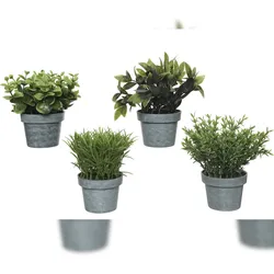 Decoris 1 Kunstpflanze 13cm im Topf Mini künstliche Grünpflanzen Plastikpflanzen Deko