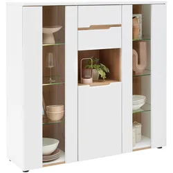 Highboard Dallas Weiß/Eiche Artisan