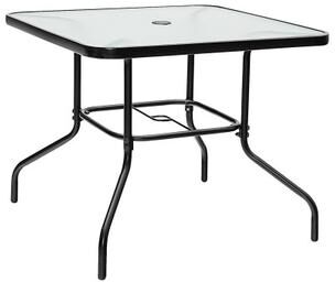 Costway 35 Inch Patio Dining Square Tempered Glass Table with Umbrella Hole