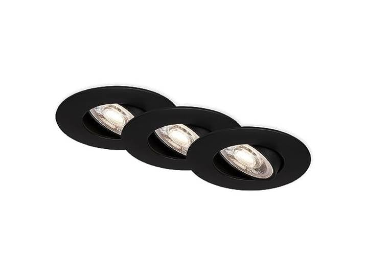 BRILONER - 3 spots encastrés LED 230V\, projecteurs LED pour salle de bains IP65\, encastrés au plafond à intensité variable en continu\, spots LED\, lampe de salle de bains\, noir\, 90x42 mm (DxH)