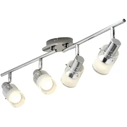 KHG LED- Deckenstrahler  4-flammig mit Glas   , silber , Maße (cm): B: 68 H: 15 T: 13.5