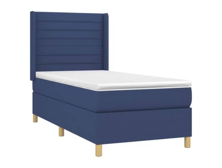 KTHLBRH Boxspringbett mit blauer Matratze 90 x 200 cm Verstellbares Kopfteil, mittlere bis harte Unterstützung, inklusive Matratzenschoner, atmungsaktiver Stoff