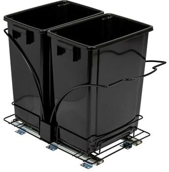 Household Essentials Chrome-Plated Steel Pull-Out/Slide-Out Double Trash Cans