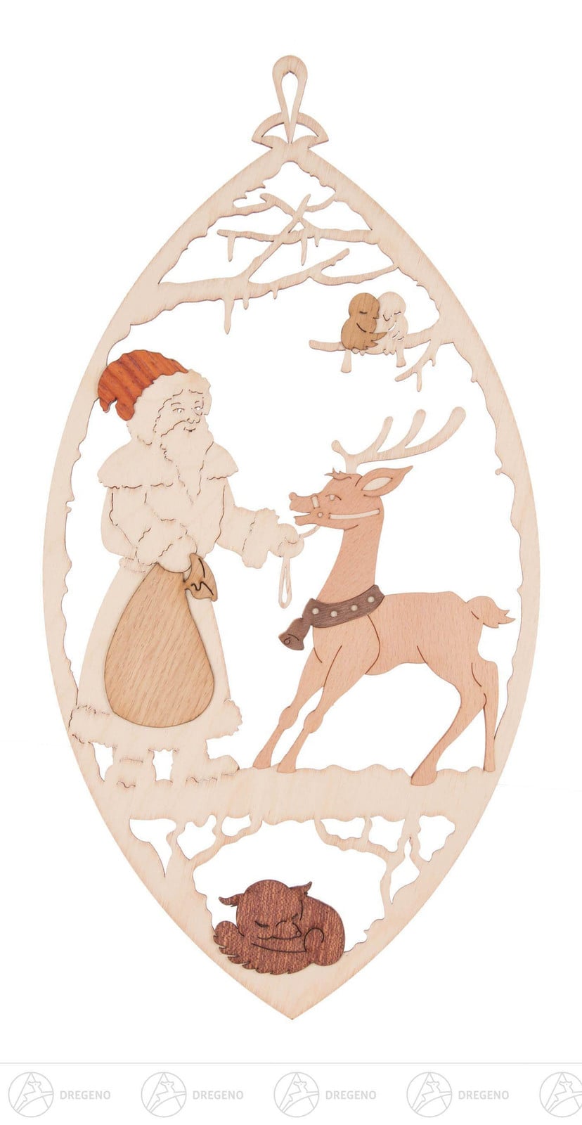 Dregeno Kerstman met rendier raamdecoratie, 14 x 28 cm