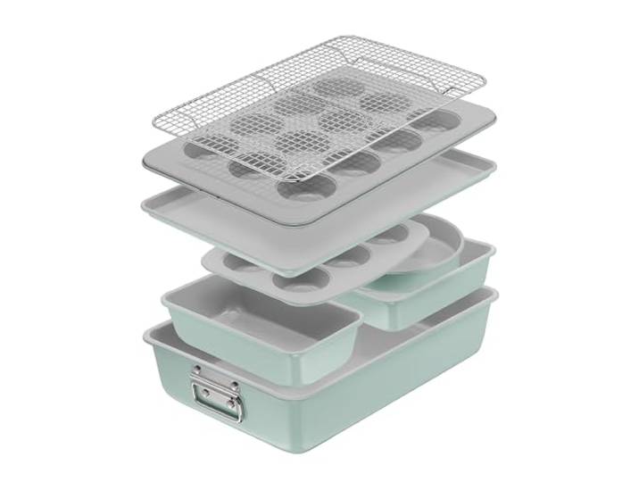 Tefal Ceramik J175S804 8-teiliges Set, Kuchenformen, Auflaufform, Keramikbeschichtung, langlebig, leicht aus der Form zu nehmen