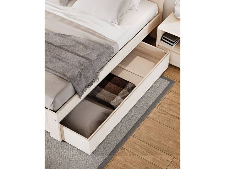 Naturwohnen Bettkasten Massivholz 25x160x94cm Natürlich Weiß lasiert Serie Arbor Design und Handwerk vereint mit bioola® colour veredelt