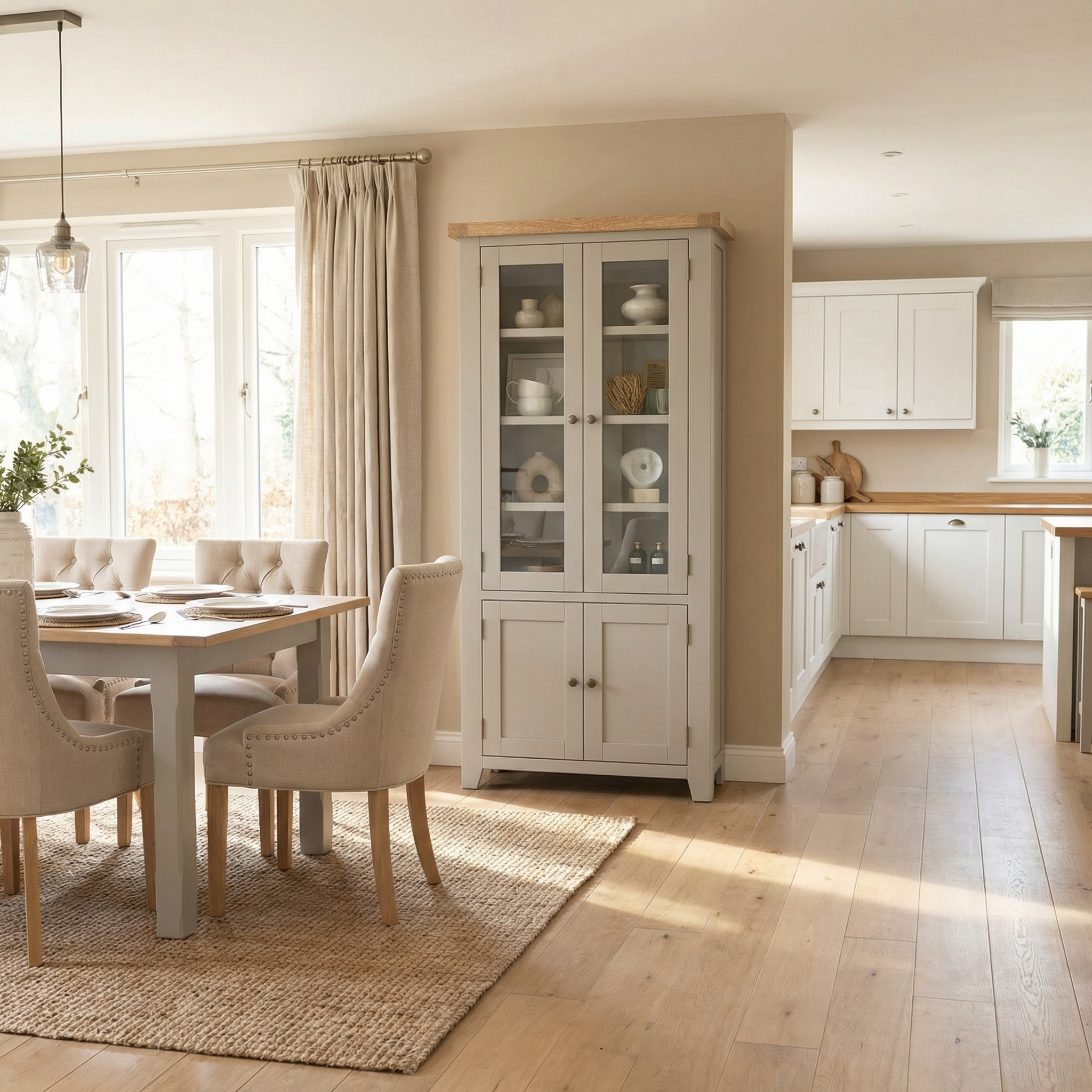 Burford Display Cabinet in Pebble Grey