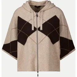Strickjacke mit Karomuster Beige 40