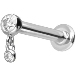 14 Karat Gold Labret mit Innengewinde 2 MOISSANITE