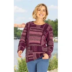 Baumwoll-Pullover in Muster bordeaux in Größe 44/46 von DW-Shop, Bordeaux, 44/46