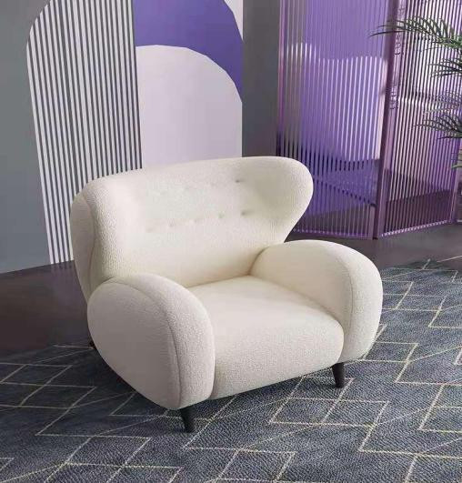Moderne witte 1-zits fauteuil van textiel voor in de woonkamer