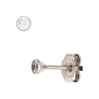 Paar Ohrstecker JOBO, weiß (weißgold 333), Ohrringe, Damen, 2,8mm, Weißgold 333, rund 333 Weißgold mit Zirkonia