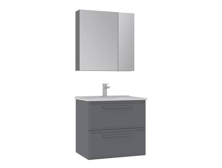 Meuble avec simple vasque et miroir Nuvola 65 v2 - 65 x 50 x 62 cm - Grey