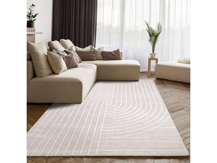 Paco Home Teppich Wohnzimmer Schlafzimmer Skandinavisches modernes Design mit Glanzdetails 3D Effekt Luxuriös Boho Soft-Touch Creme beige, Grösse:200x280 cm