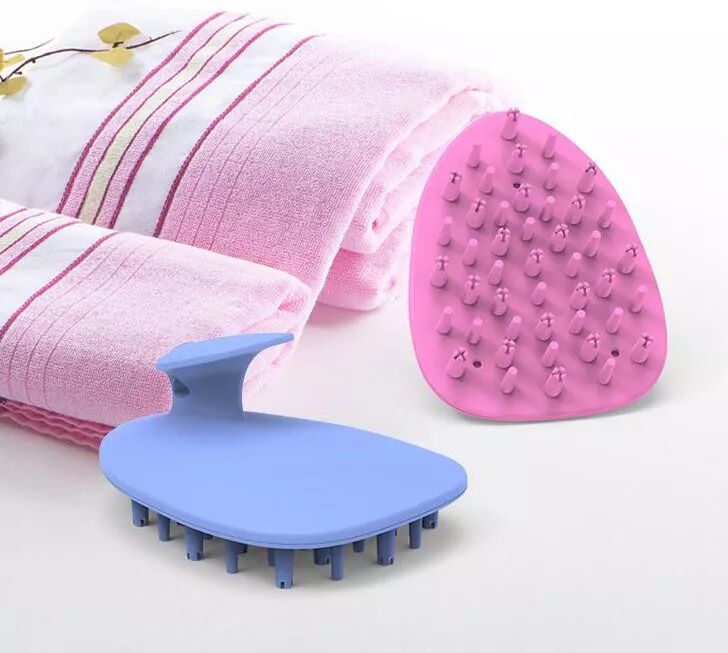 INF Brosse de massage pour cuir chevelu silicone Bleu
