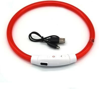 Uplift Picks USB Rechargeable LED Dog Collar Fiber Optic Light Up Dog Collar For Night Safety red m 50 Cm