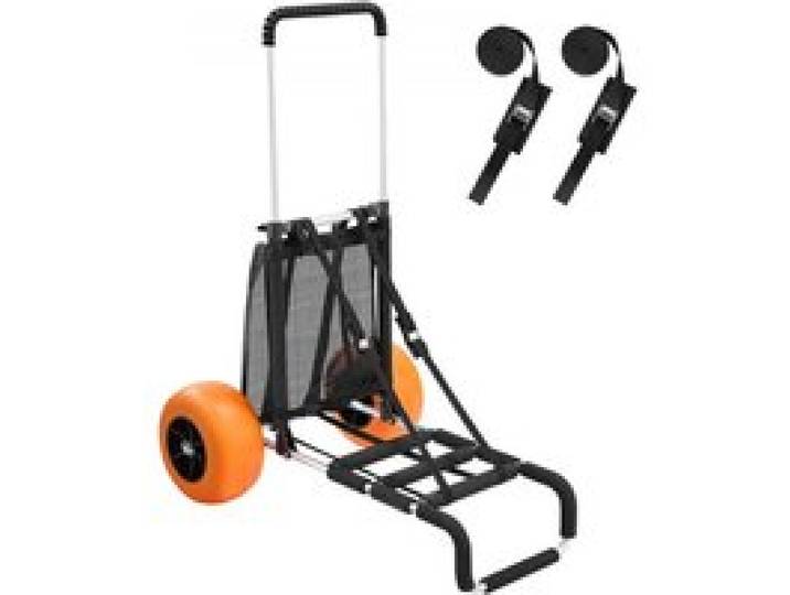 VEVOR Strandkarre Bollerwagen Sandwagen, Strandwagen 74,84 kg Tragkraft, zusammenklappbarer Sandwagen aus Aluminium 685-1135 mm einstellbare Höhe, Wagen für den Strand 76 x 39 cm Ladefläche