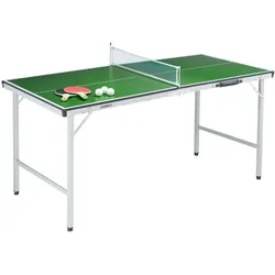 Relaxdays Klappbare Tischtennisplatte mit Zubehör Weiß,Dunkelgrün,Silber