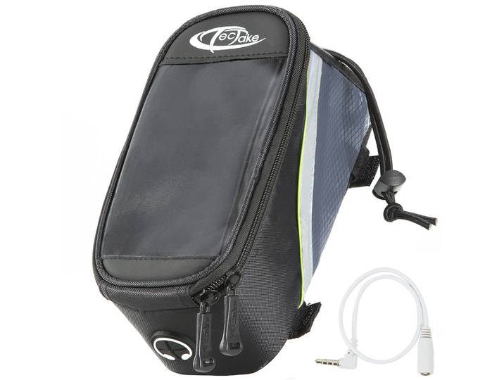 Étui a vélo pour cadre de vélo, Imperméable - 20 x 9,5 x 10 cm, gris/noir/vert