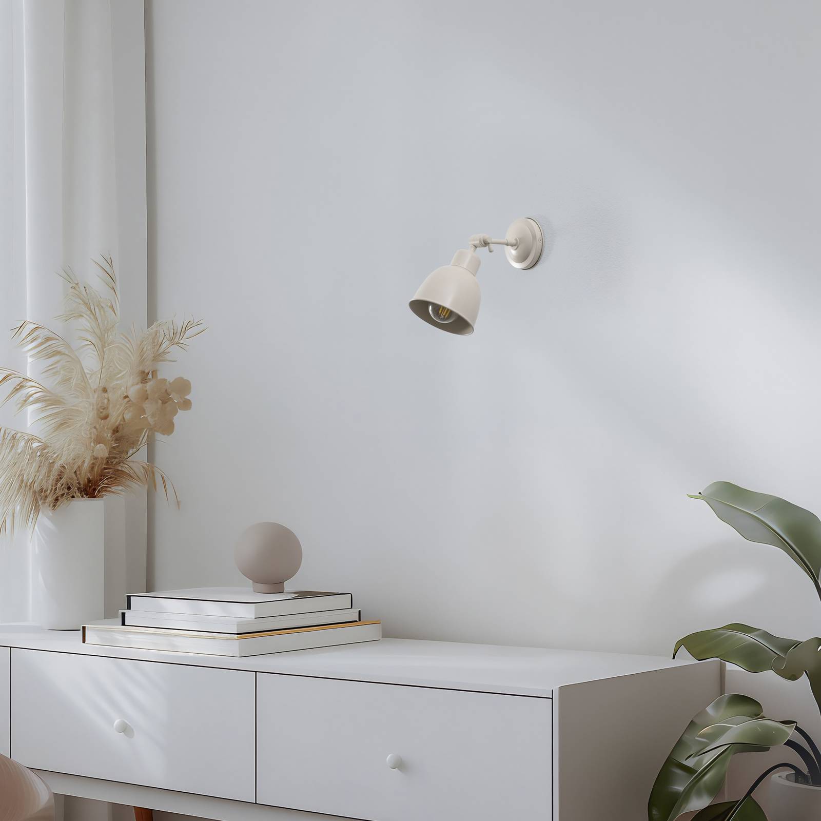 Wandlampe Emoti Argon, dimmbar, creme / amber, für Wohn- / Esszimmer, Metall, Industrielles Design, Wandleuchte, Wandlampe Innen