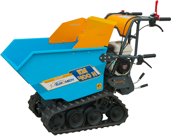 Brouette motorisée à chenilles EuroMech EM400H-Dump - Caisson dumper avec charge de 400 Kg