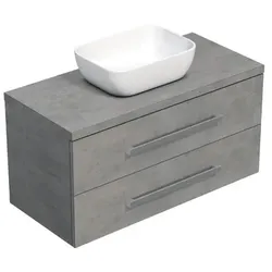 SAT Badezimmerschrank mit Waschbecken Cube Way 100x53x46 cm Beton Matt CUBE461003BESAT45