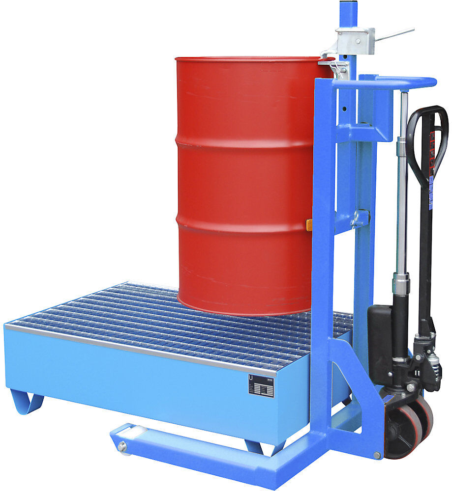 Fassheberoller FHR 600 G, mit Greifvorrichtung, Hubhöhe 600 mm, lichtblau eurokraft pro