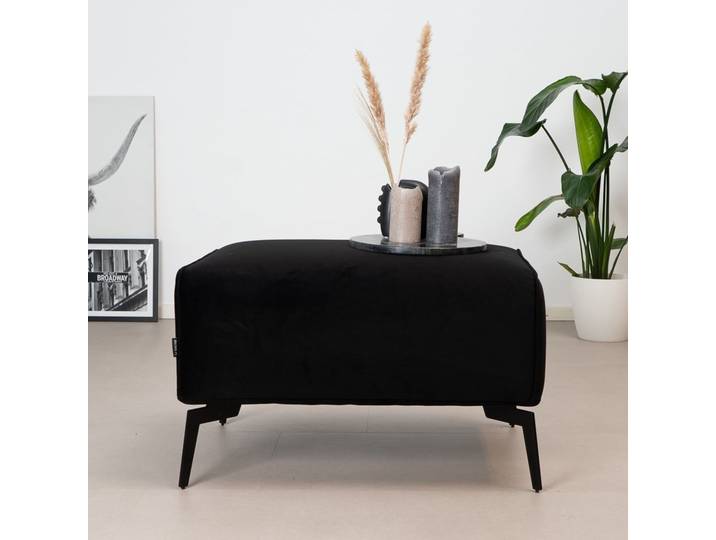Bronx71 Samt Hocker Vegas rechteckig schwarz