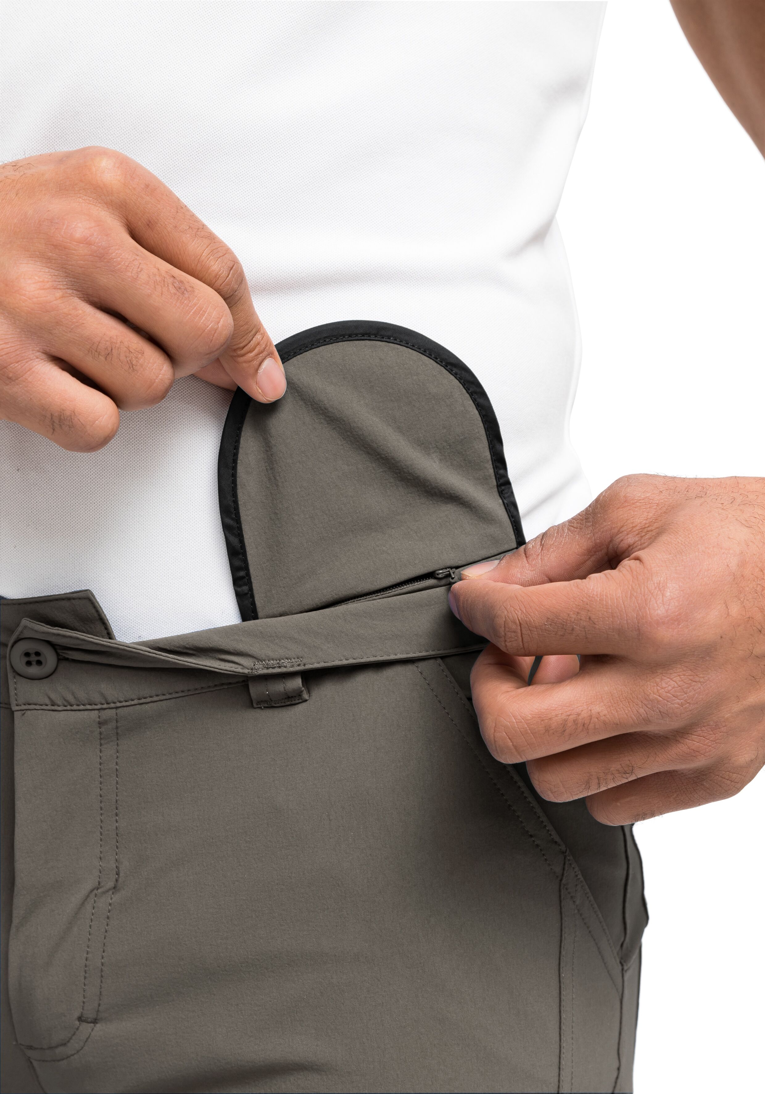Maier Sports "Nil Short M" Herren Shorts, kurze Wanderhose, Outdoorhose 4 Taschen, Regular Fit schlamm 48, Normalgrössen