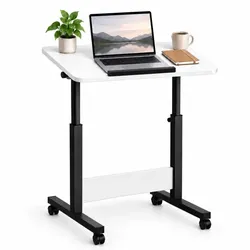 Relaxdays Laptoptisch höhenverstellbar mit Rollen Weiß,Schwarz