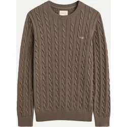 Pullover mit Zopfmuster Braun XXL